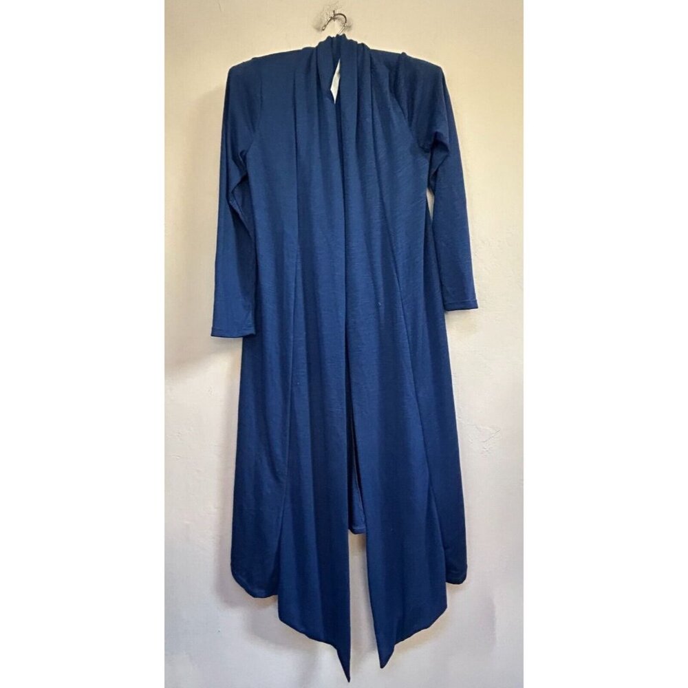 New Pretty Young Thing Women Medium Open Front Duster Cardigan Shawl Collar Blue